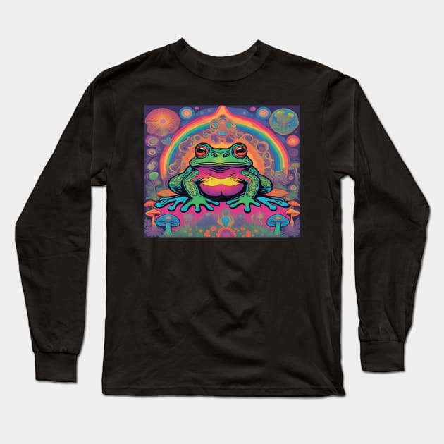 Psychedelic Toad Trippy Frog Long Sleeve T-Shirt by drumweaver